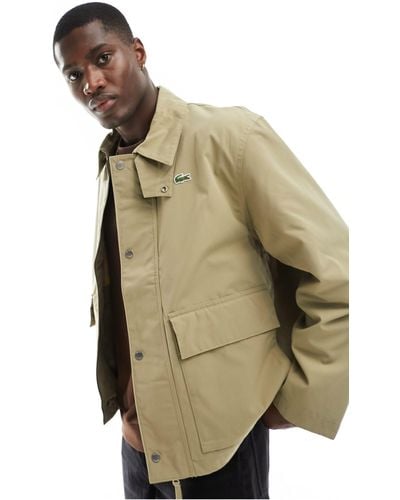 Lacoste Pocket Detail Harrington Jacket - Natural