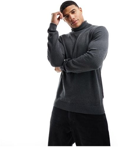 Only & Sons Knitted Roll Neck Sweater - Black