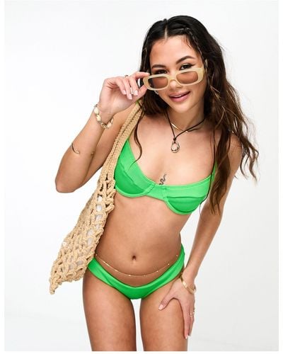 Kulani Kinis Ditzy - top bikini con ferretto menta a coste - Verde