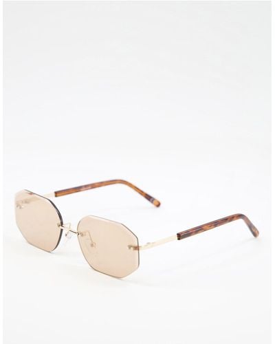 ASOS 90s Retro Rimless Sunglasses - Brown