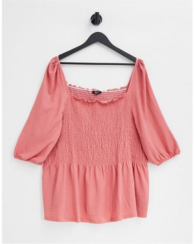 Simply Be Shirred Top - Pink