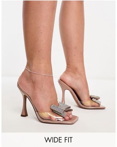 ASOS Wide Fit Nero Square Toe Mules With Embellished Bow - Multicolour
