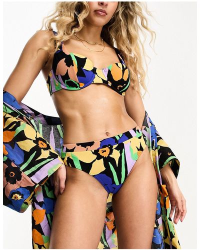Roxy Color jam - top bikini a fiori con ferretto - Nero