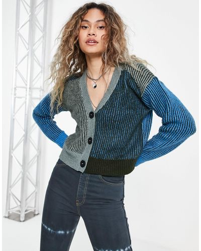 Noisy May Button Up Cardigan - Blue