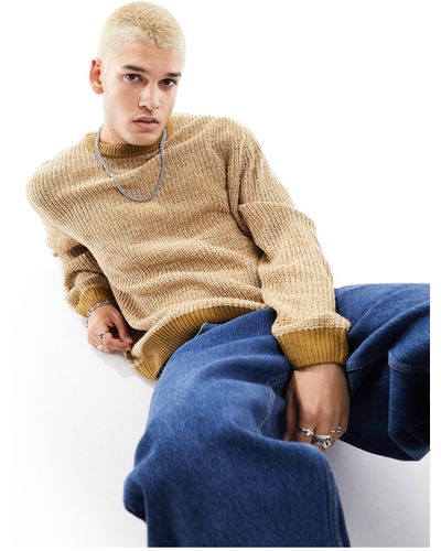 ASOS Oversized Knitted Fisherman Rib Sweater - Natural