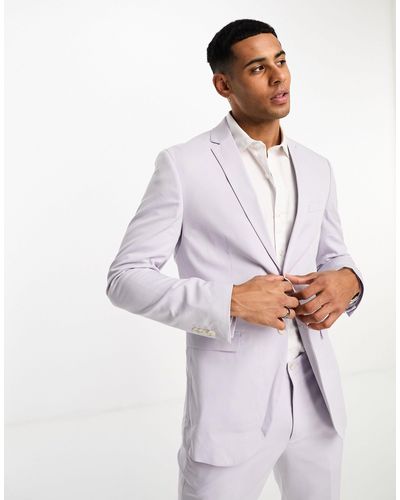 Jack & Jones Premium - giacca da abito slim fit lilla - Bianco