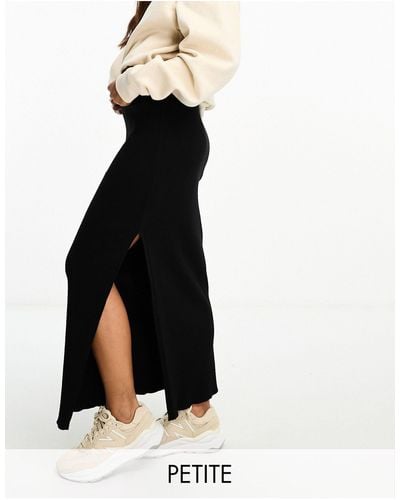 Miss Selfridge Petite Rib Maxi Skirt - Black