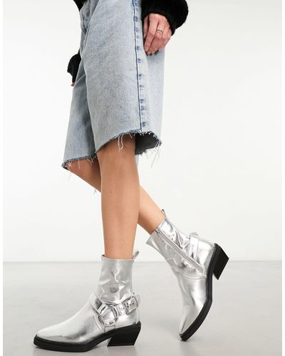 ASOS Agent Harness Western Boots - Grey