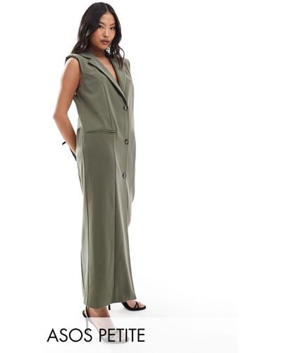 ASOS Asos Design Petite Column Waistcoat Midi Dress - Green
