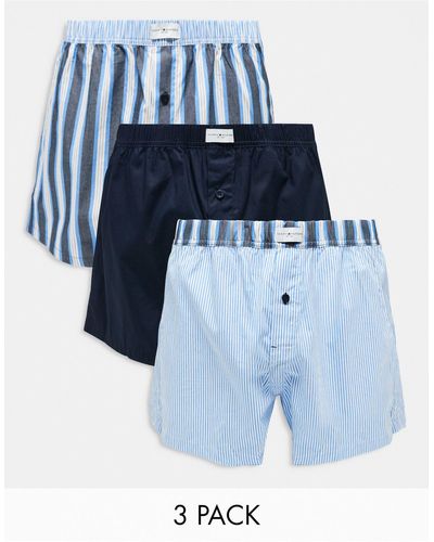 Tommy Hilfiger 3 Pack Woven Boxers - Blue