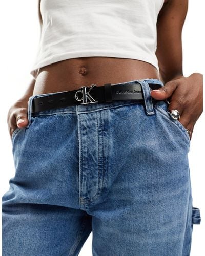 Calvin Klein Logo Leather 25mm Belt - Blue