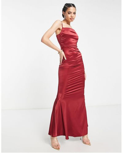 Femme Luxe Draped Corset Maxi Dress - Red