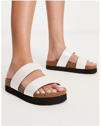 Monki Double Strap Flat Sandal - White