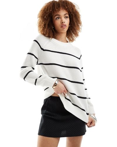 SELECTED Lola Striped Knit Jumper - White