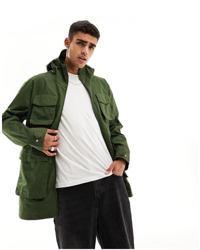 Threadbare Relaxed Fit Ripstop Utility Jacket - Green