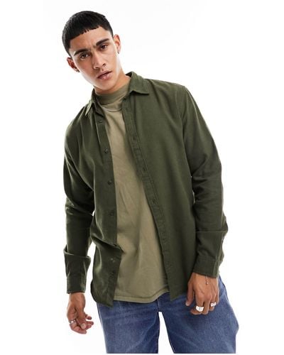 Jack & Jones – angerautes hemd - Grün