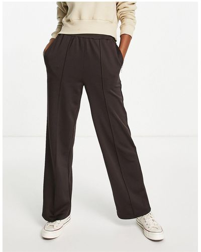 Pieces Premium Wide Leg Jersey Pants - Brown