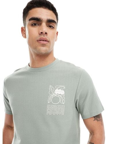 ASOS Textured T-shirt With Chest Print - Green