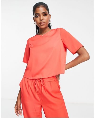 Pieces Boxy Blouse Co-ord - Red