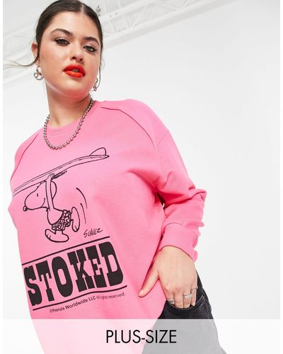 Native Youth – big boy – legeres sweatshirt mit "stoked"- und snoopy-print - Pink
