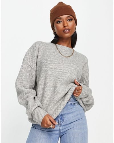 TOPSHOP Knitted Exposed Seam Sweater - Gray
