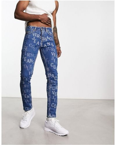 Versace Jeans Met Herhaalde Print - Blauw