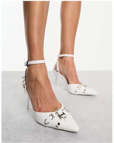 Public Desire Prowl Heeled Shoes With Chain Detail - White