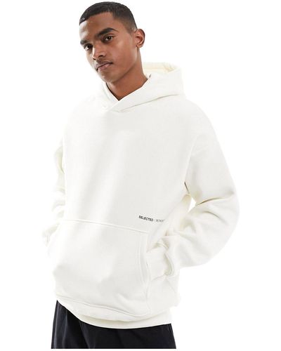 SELECTED Oversized Boxy Hoodie - White