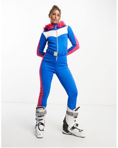Threadbare Ski Hooded Jumpsuit - Blue