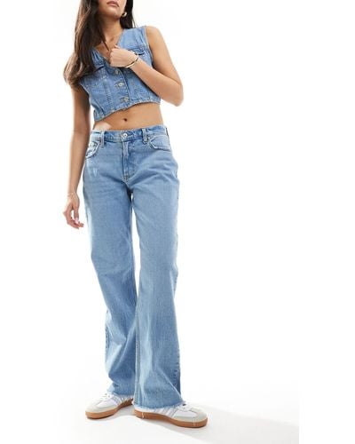 Abercrombie & Fitch Curve - love - jeans ampi medio a vita bassa - Blu