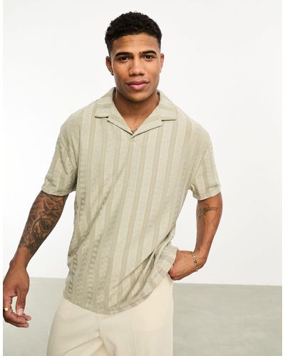 ASOS Relaxed Polo Shirt With Revere Collar - Natural