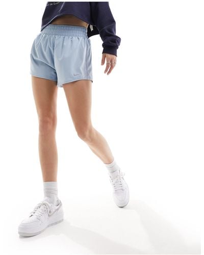 Nike One dri-fit - pantaloncini a vita alta con fodera a slip color azzurro da 3" - Blu