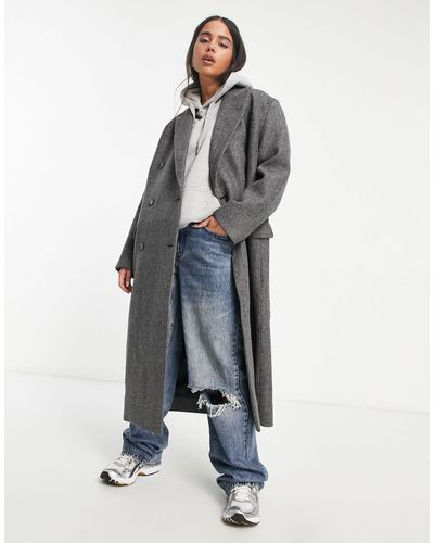 Weekday Alex Oversized Masculine Double Breasted Coat - Blue