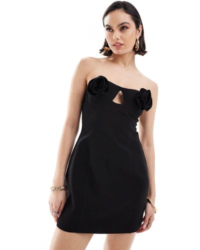 4th & Reckless Structured Corsage Bust Detail Mini Dress - Black