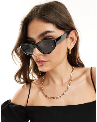 Vero Moda – sanft geformte cat-eye-sonnenbrille - Schwarz