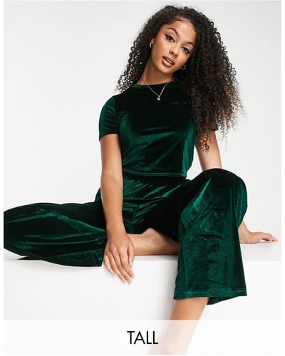 Missguided Velvet Pyjama Set - Green