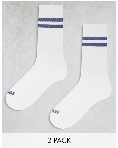 ASOS 4505 3 Pack 2 Stripe Anti Bacterial Crew Socks - White