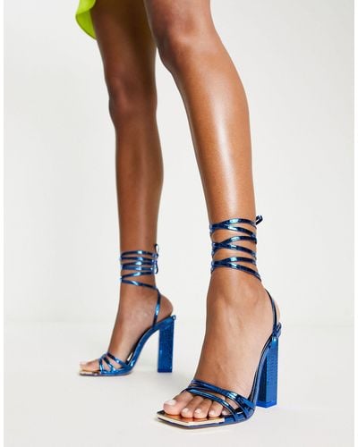 Public Desire Esclusiva - amira - sandali con tacco largo metallizzato - Blu