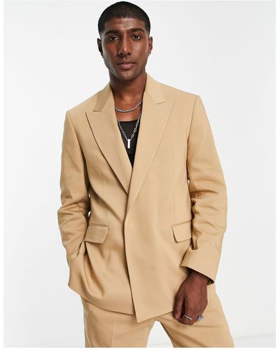 Viggo Lavoi Relaxed Consealed Suit Blazer - Natural