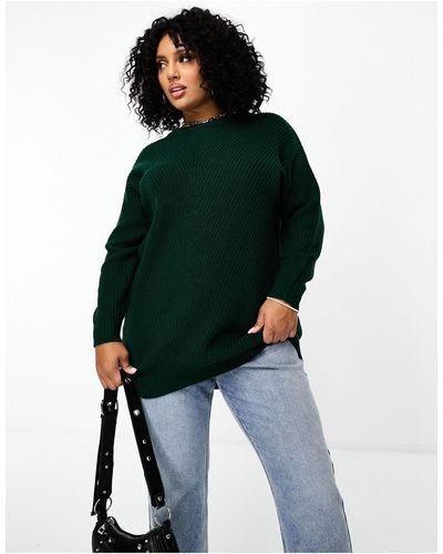 Yours Knitted Drop Shoulder Sweater - Green