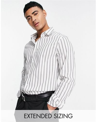 ASOS Slim Fit Stripe Work Shirt - White