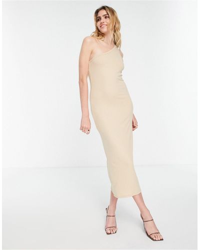 Vero Moda Aware One Shoulder Midi Dress - Natural
