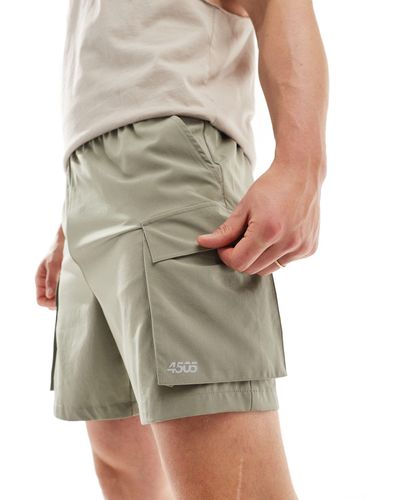 ASOS 4505 Icon - pantaloncini da allenamento kaki quick dry con tasche cargo - Grigio