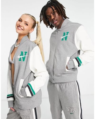 Nike – unisex – college-jacke im retro-look - Grau