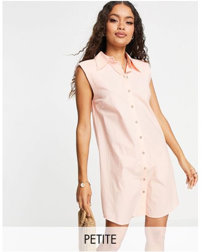 Y.A.S Petite Cotton Sleeveless Mini Shirt Dress Peach - Pink