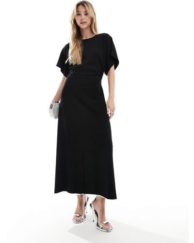 & Other Stories Jersey Midaxi Dress With Extended Shoulder - Black