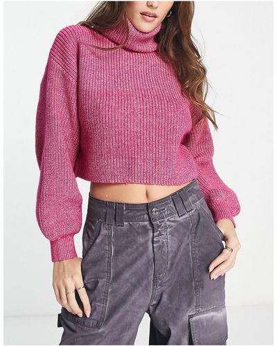 Monki Pull court à col polo - Rose