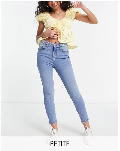 Miss Selfridge Petite - Emily - Enkellange Skinny Jeans Met Hoge Taille - Blauw