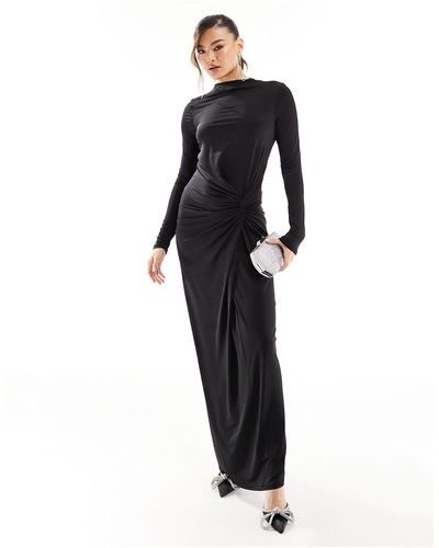 DASKA Esclusiva - vestito lungo accollato - Nero