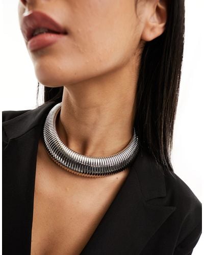 ASOS Choker Necklace With Wide Textured Design - Black